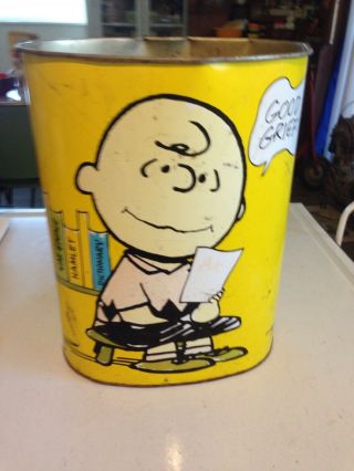 Vintage 1969 Cheinco Good Grief Charlie Brown Trash Can