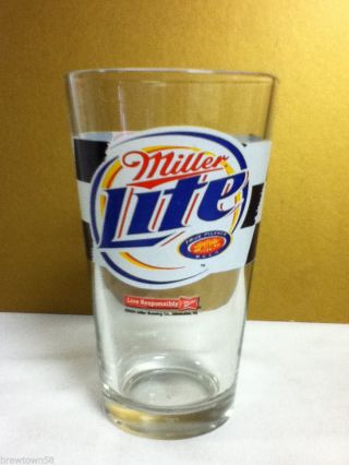 Miller Lite Beer 1 Pint Glass Glasses 2 Rusty Wallace Nascar Racing Car Mh8 Old