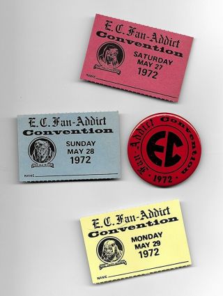 1972 Ec Fan - Addict Convention Membership Kit - Badges - Pin Back Button - Ads