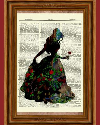 Beauty And The Beast Belle Dictionary Art Print Poster Picture Disney Princess