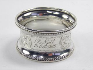 Vintage Art Deco.  925 Sterling Silver Serviette Napkin Ring Birmingham 1925