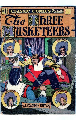 Classic Comics No.  1 The Three Musketeers First Reprint Hrn10 - Rare