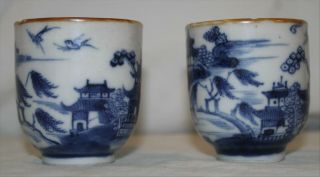 2 Antique Chinese Blue White Porcelain Teacup - Palace Scene