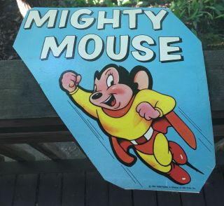 Vintage 1964 Terrytoons Cardboard Mighty Mouse Sign