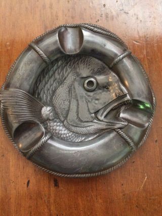 Bronze Piranha Ashtray Hand Hammered Chinese Japanese