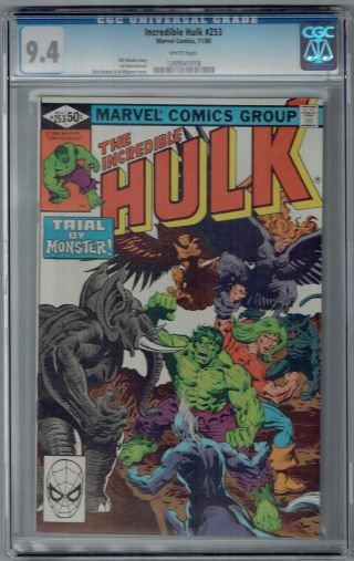 Incredible Hulk 253 Cgc 9.  4 Nm Wp Marvel Comics Bronze 1980 Sal Buscema Art