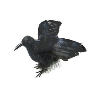 1 Large 8 " Bird Crow Black Feather Flying Prop Raven Fall Decor Halloween Crafts