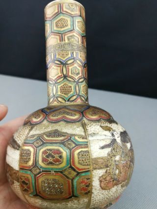 impressive 19th Old Antique Japanese Satsuma Vase - hand painted 6