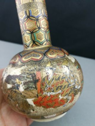 impressive 19th Old Antique Japanese Satsuma Vase - hand painted 7