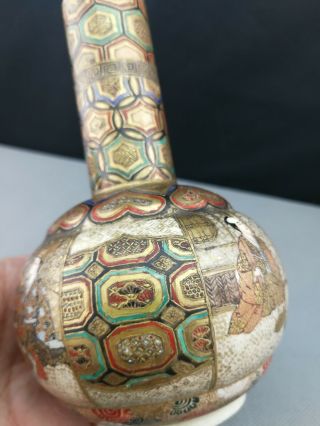 impressive 19th Old Antique Japanese Satsuma Vase - hand painted 8