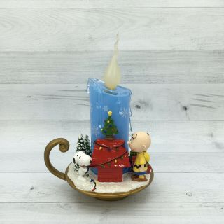 Roman Inc.  Peanuts Ufs Snoopy Charlie Brown Resin Flameless Candle Figurine