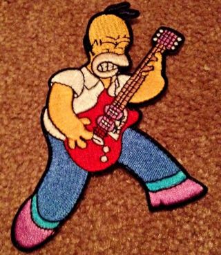 Homer Simpson Patch - Heavy Metal Homer With Guitar And Mohawk - Marge Bart