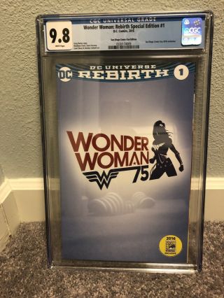2016 Sdcc Exclusive Wonder Woman: Rebirth Special Edition 1 Cgc 9.  8