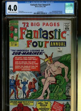 Fantastic Four Annual 1 Cgc 4.  0 | Early Spider - Man App.  Sub - Mariner Origin.