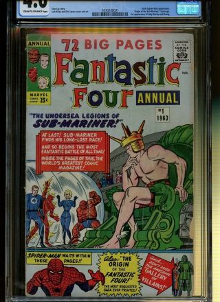 Fantastic Four Annual 1 CGC 4.  0 | Early Spider - Man App.  Sub - Mariner Origin. 2