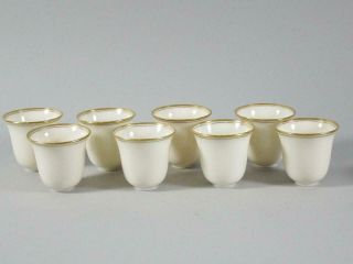 Set: 8 Lenox Porcelain 2 1/4 " Gold Rim Inserts /liners Cups For Sterling Holders
