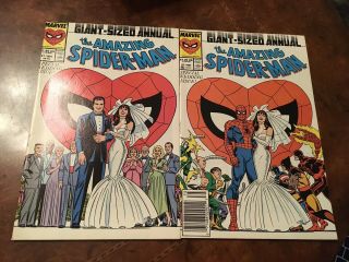 Marvel The Spider - Man Annual 21 A And B Covers Marries Mary Jane Wedding