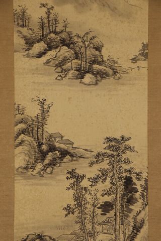 JAPANESE HANGING SCROLL ART Painting Sansui Landascape Asian antique E8205 4