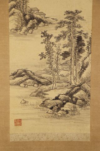 JAPANESE HANGING SCROLL ART Painting Sansui Landascape Asian antique E8205 5