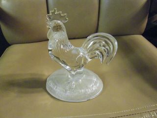 Clear Glass Rooster With Frosted Base