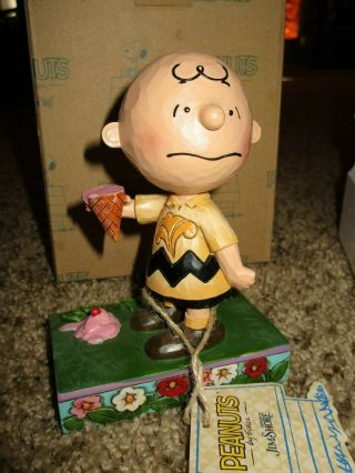 Jim Shore Peanuts Charlie Brown With Ice Cream " Melting Point " Figurine