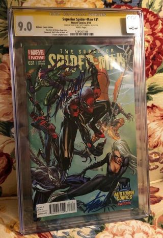 Superior Spider - Man 31 Midtown Comics Signed By Stan Lee & J.  Campbell Cgc 9.  0