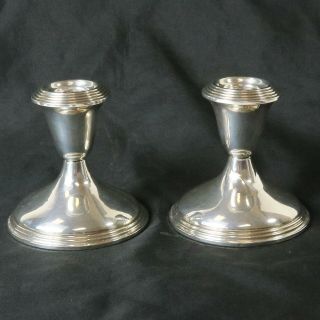 Vintage Pair Empire Sterling Silver Weighted Candlestick Candle Holder 46 Set