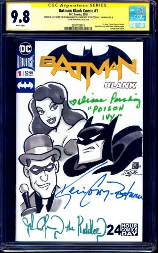 Batman 1 Blank Cgc Ss 9.  8 Signed X4 Btas Sketch Conroy Glover Pershing Shinn