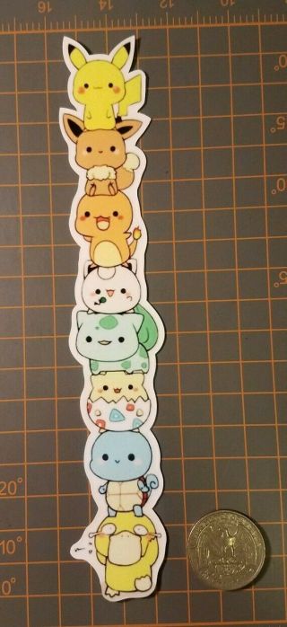 Pokemon Group Stripe Sticker Pikachu Charmander Bulbasaur Squirtle Cute