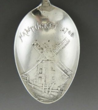 Antique c1900 Sterling Silver Nantucket MA Fish Shell Novelty/Souvenir Spoon 3
