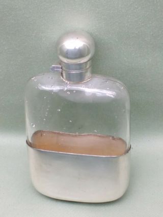 Antique Silver Plate Hip Flask,  Removable Cup & Bayonet Cap.