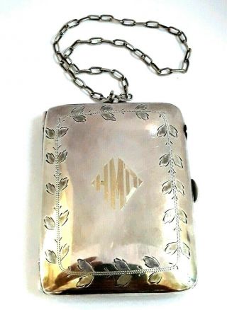 Vintage Whs Co.  German Silver Powder Compact & Coin Dance Purse Chatelaine.