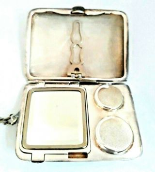 Vintage WHS Co.  German Silver Powder Compact & Coin Dance Purse Chatelaine. 5
