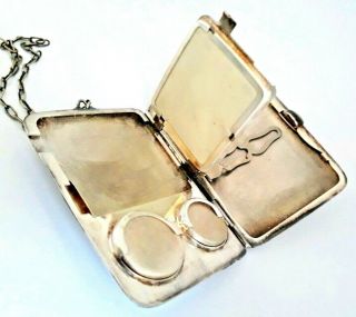 Vintage WHS Co.  German Silver Powder Compact & Coin Dance Purse Chatelaine. 7
