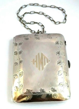 Vintage WHS Co.  German Silver Powder Compact & Coin Dance Purse Chatelaine. 8