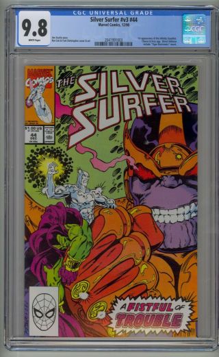 Silver Surfer 44 First App.  Of The Infinity Gauntlet Cgc Near Mint/mint 9.  8