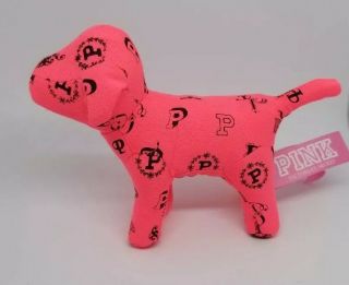 Victoria Secret Logo Hot Pink Vinyl 4 " Collectible Mini Dog Letters Words Plush