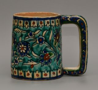 Rare Early C20th Jerusalem Pottery Turkish Armenian Iznik Mug Ottoman