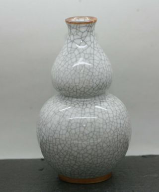 Stunning Antique Chinese Ge Yao哥窑 Porcelain Drip Glaze Crackle Gourd Vase C1900s