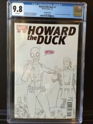 Howard The Duck 1 Cgc 9.  8 Nm/mint 1st Gwenpool Ron Lim Sketch Variant Cover 2016