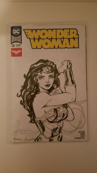 Wonderwoman Comic Book Sketch Cover art by katya Pineda 2