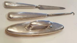 Antique Signed Tiffany & Co.  Sterling Silver 3 Pc.  Manicure Set W/ Nail Buffer