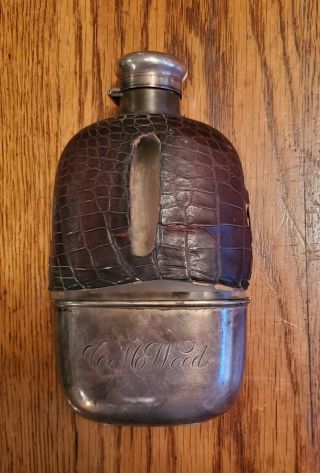Antique Gorham Sterling Silver Flask S 827 Pint.