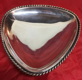 Vintage Belgium Solid 835 Silver Footed Soap Dish Candy Beaded Bowl Sterling