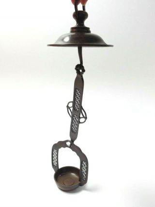 Japanese Antique Vintage Brass Buddhist Altar Hanging Candle Stand Chacha