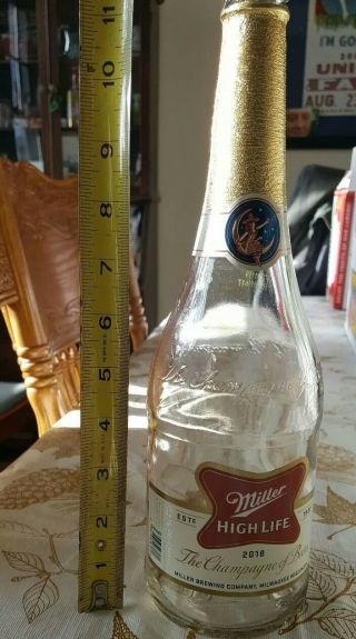 Miller High Life 25.  4 Oz.  With Cap Beer Bottle Empty Champagne Of Beers Oddball