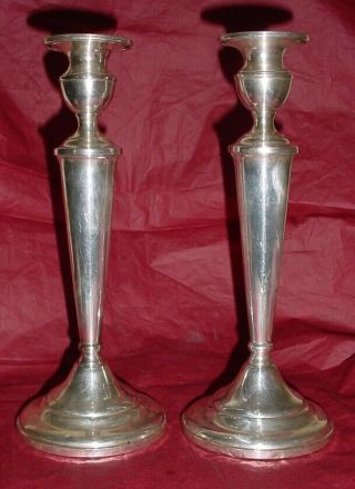 Vtg.  Sterling Silver Candle Sticks Holders Mueck - Carey Towle 10 " Re Enforced