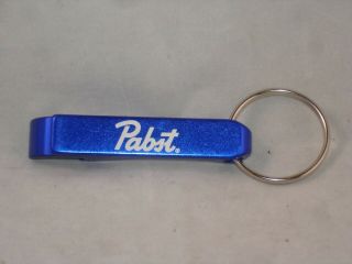 Pabst Blue Ribbon Beer Bottle Opener Keychain Blue Metal