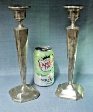 Classic Vintage 10 " Tall Sterling Silver Candlesticks.  Makers Mark.  Wtd