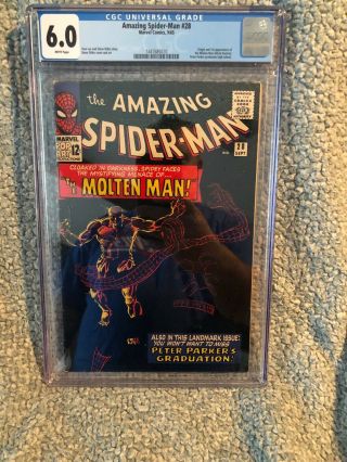 Spider - Man 28 Cgc 6.  0 Vintage Marvel Comic Hot Key 1st Molten Man